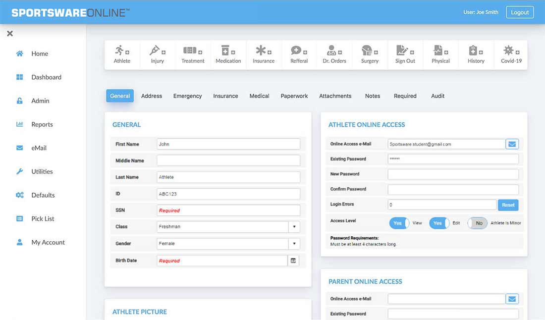 Injury Tracking Portal