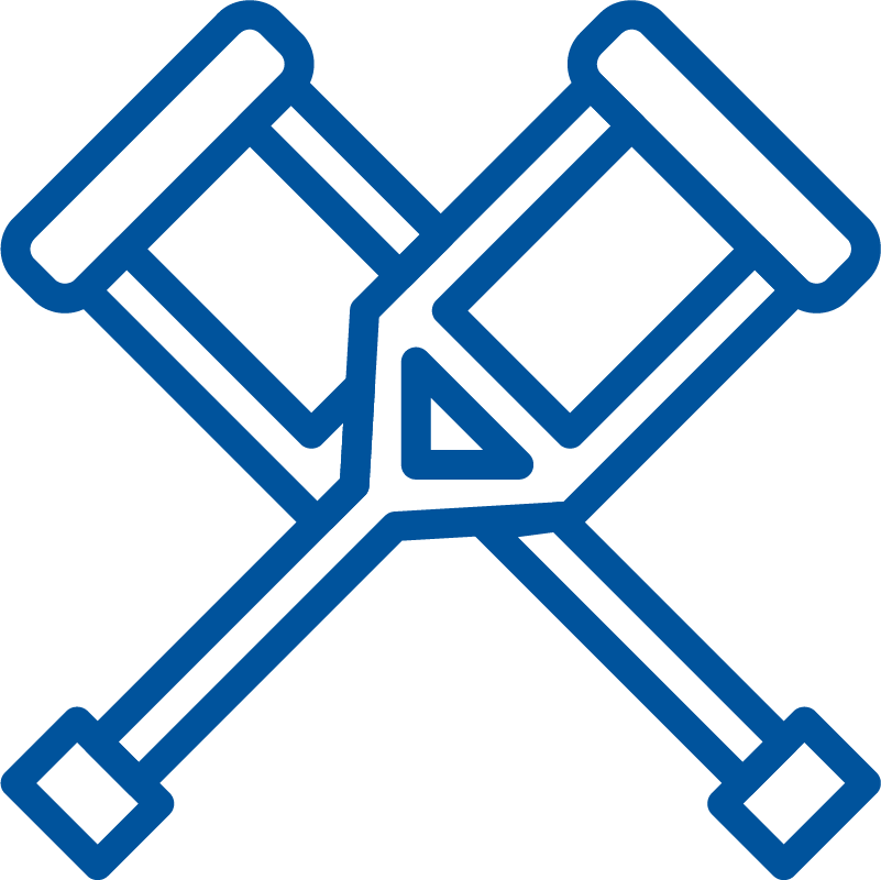 crutches icon image representing injuries